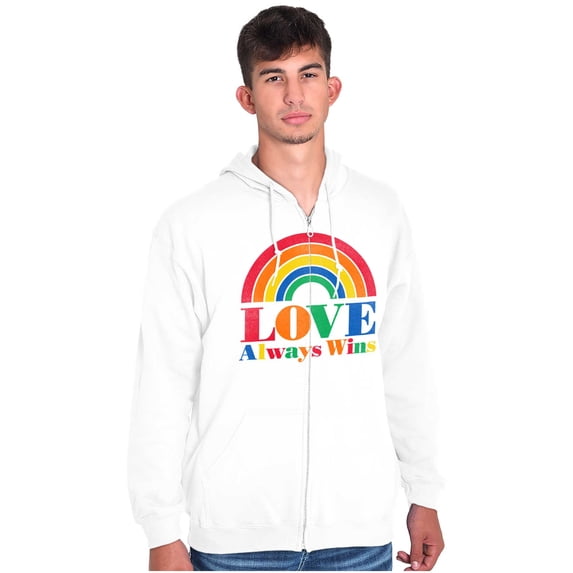 Vintage Love Always Wins Rainbow Zip Up Hoodie Men's Women's Brisco Brands S