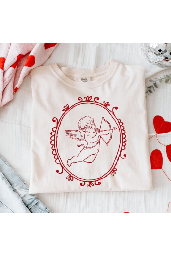 Vintage Love Angel Love Shirt, Preppy Coquette Heart, Love Xoxo Be Mine WHITE S-5XL