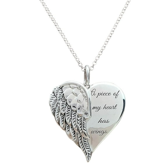 Vintage Love Heart Angel Wing Pendant Necklaces for Women Unique Gift Gold Silver Plated Embossed Feather Choker Fashion Jewelry
