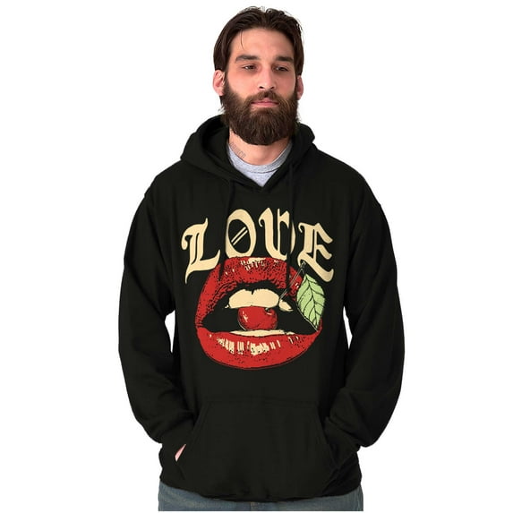 Vintage Love Lips Biting Cherry Hoodie Sweatshirt Women Men Brisco Brands S