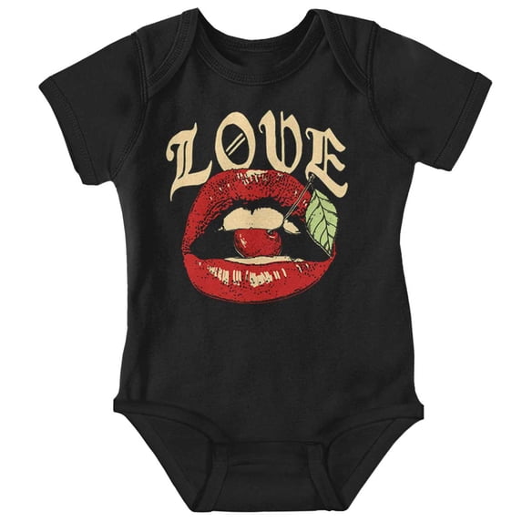 Vintage Love Lips Biting Cherry Romper Boys or Girls Infant Baby Brisco Brands NB