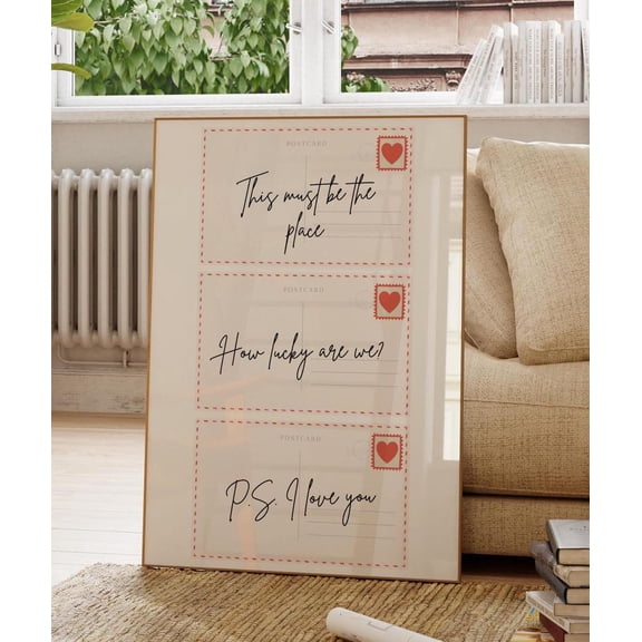 Vintage Love Postcard Typography Wall Art, Unframed Paper Print Size 8x12