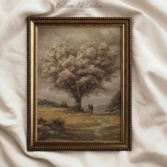 Vintage Love Tree Wall Art: Valentine's Day Decor 8x12 UNFRAMED