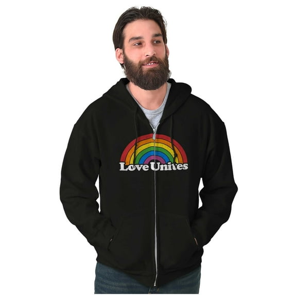 Vintage Love Unites Pride Rainbow Zip Up Hoodie Men's Women's Brisco Brands X