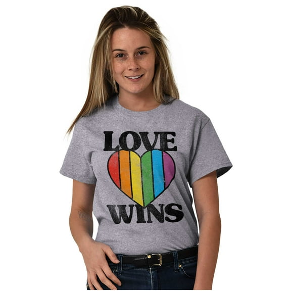 Vintage Love Wins Pride Rainbow Heart Women's Graphic T Shirt Tees Brisco Brands S