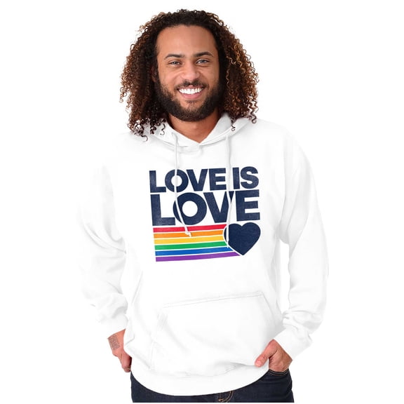 Vintage Love is Love Rainbow Heart Unisex Plus Fleece Graphic Hoodie Brisco Brands 2X
