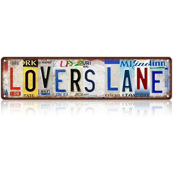 Vintage Lovers Lane Metal Tin Signs Street Signs for Bedroom Room Wall Decor 4"x16"