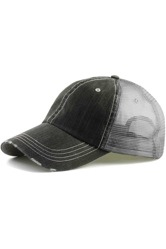 Vintage Low Profile Trucker Hats for Big Heads - Black