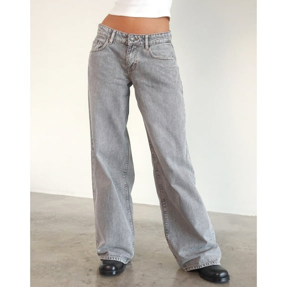 Vintage Low Rise Washed Straight Leg Jeans Women Fall New Wide Leg Denim Trousers Street Style Wide Leg Jeans Woman