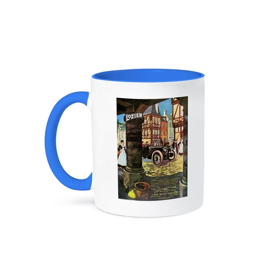 3dRose, Vintage Lozier Motor Company Antique Automobile Advertising Poster, 15oz Two-Tone Blue Mug