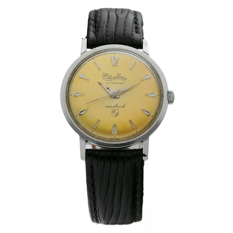 Vintage Lucien Piccard Seashark 13549 Swiss Automatic Leather Band Men s Watch Size One size Silver