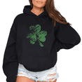 thumbnail image 1 of St Patricks Day Distressed Shamrock Graphic Sweatshirt Print hoodie Black S-2XL Womens Casual Holiday Tops, 1 of 5