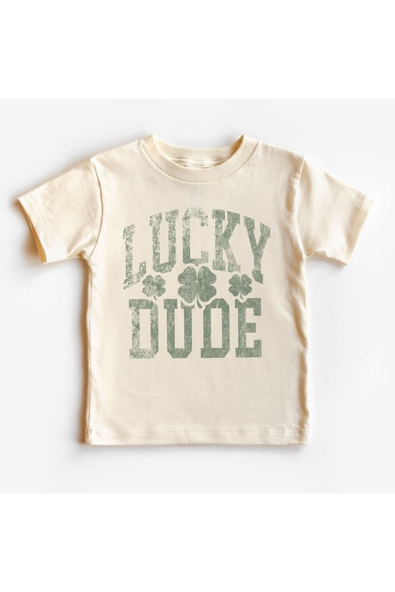 Vintage Lucky Dude Toddler Shirt - Distressed Boys St Patrick'S Day Shirt - Toddler & Youth Boho Kids Irish Tee TODDLER SHORT SLEEVE TEE BELLA CANVAS 3001T