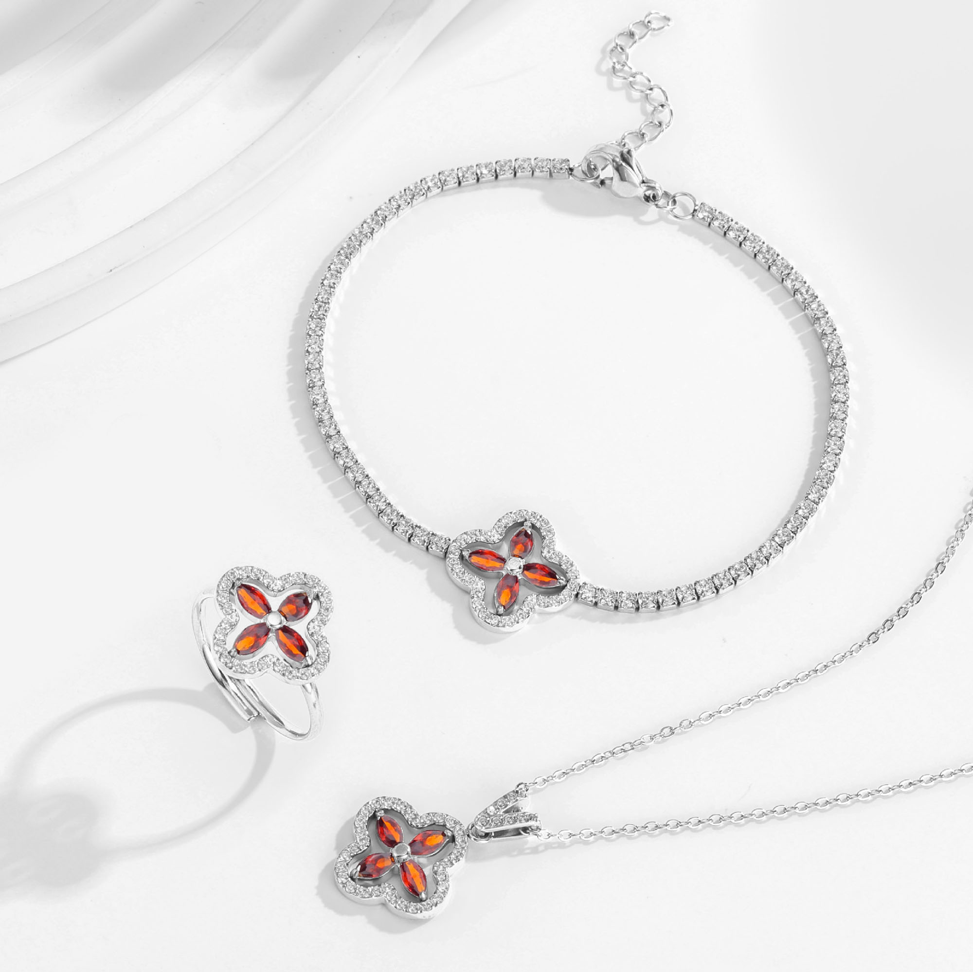 Vintage Lucky Four-Leaf Clover Jewelry Set – Exquisite sterling silver ...