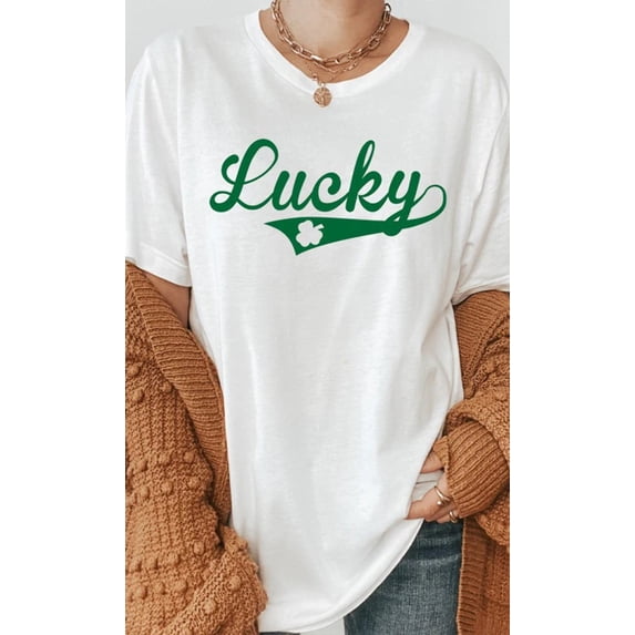 Vintage Lucky with Shamrock Graphic Tee T-Shirt