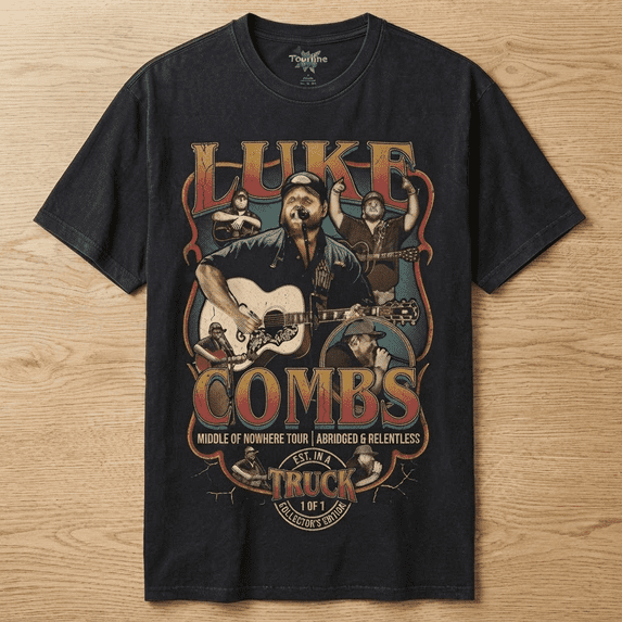 Vintage Luke Combs Middle of Nowhere Tour Graphic T-Shirt - Retro Country Music Concert Tee