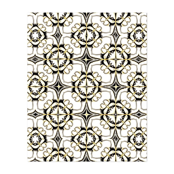 Vintage Luxe Tile - Illustration Geometric Pattern Art Deco Abstract Modern Art Minimalist Black and White Unframed Wall Art Print 6 x 8 inches