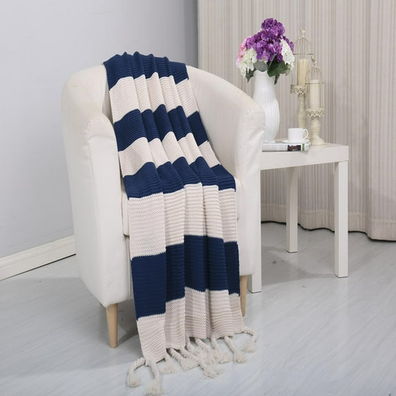Vintage Luxury Acrylic Throw Blanket 50 x 60 Navy