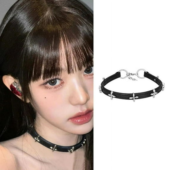 Vintage Luxury Cross Necklace For Women Fashion Punk PU Leather Choker Collar Chain Jewelry