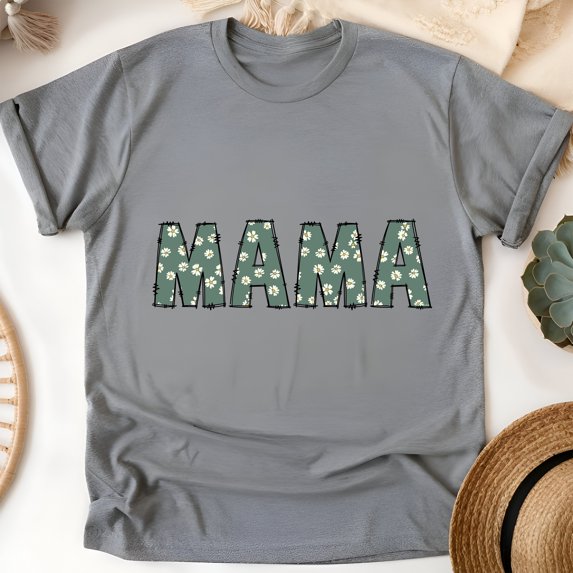 Vintage MAMA Graphic T-Shirt - Cute Aesthetic Floral Print Tee for Moms & Women