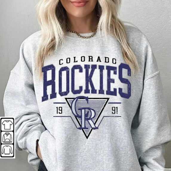 Vintage MLB 90s Colorado 1991 Sweatshirt, Rockies Baseball Shirt, Vintage Baseball Fan Shirt, Ash Color