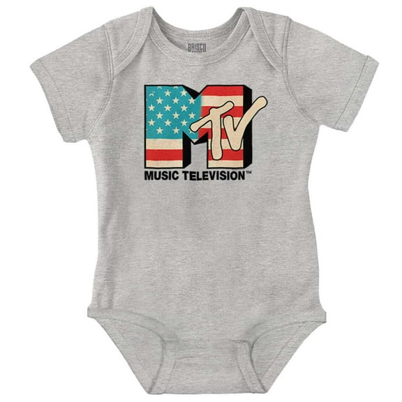 Vintage MTV American Flag Logo Romper Boys or Girls Infant Baby Brisco Brands 24M