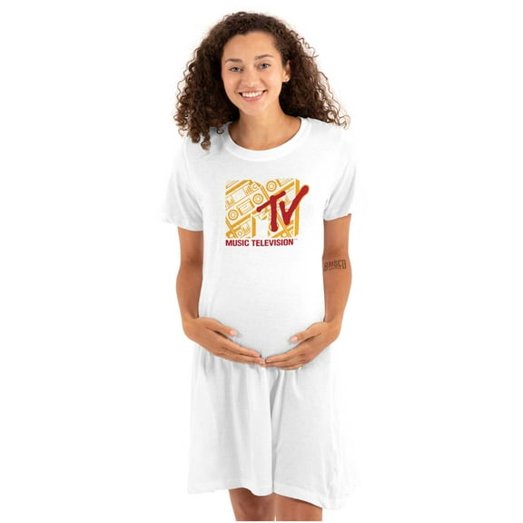 Vintage MTV Retro Boombox Logo Women's Maternity Dress Brisco Brands M