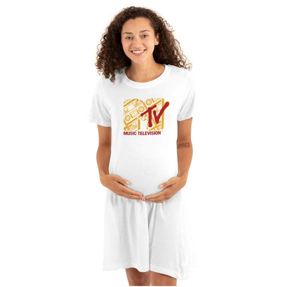Vintage MTV Retro Boombox Logo Women's Maternity Dress Brisco Brands M