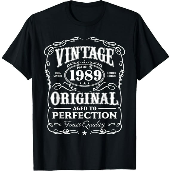 Vintage Made In 1989 T-Shirt 29th Birthday Gift T-ShirtMen and women, Black T-shirt, size: Extra large S-4XL