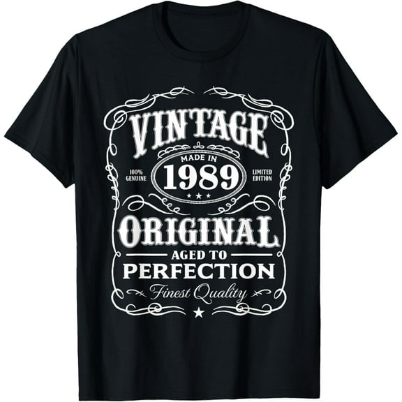Vintage Made In 1989 T-Shirt 29th Birthday Gift T-ShirtMen and women, Black T-shirt, size: Extra large S-4XL