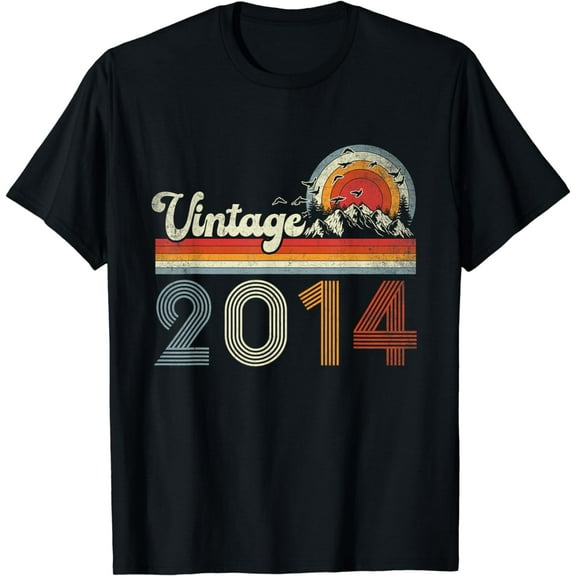 Vintage Made In 2014 10th Birthday Gifts 10 Years Old Retro T-Shirt