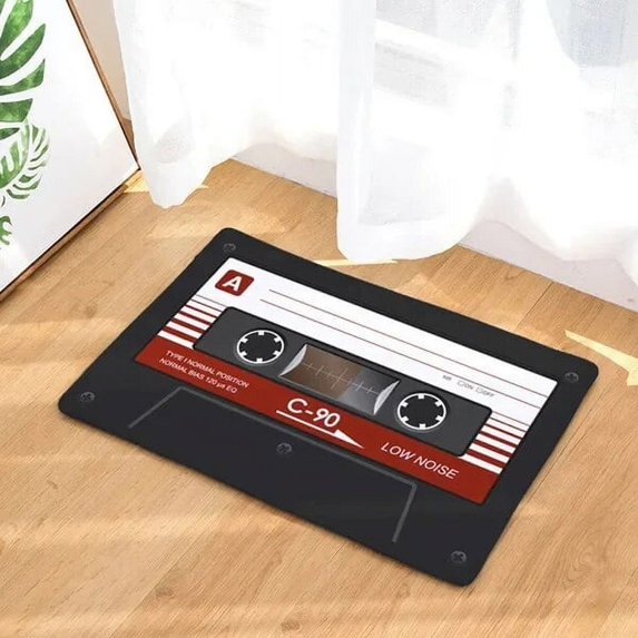 Vintage Magnetic Tape 3D Digital Printed Entrance Floor Mat Bedroom Hallway Area Rug Anti-slip Carpet for Living Room