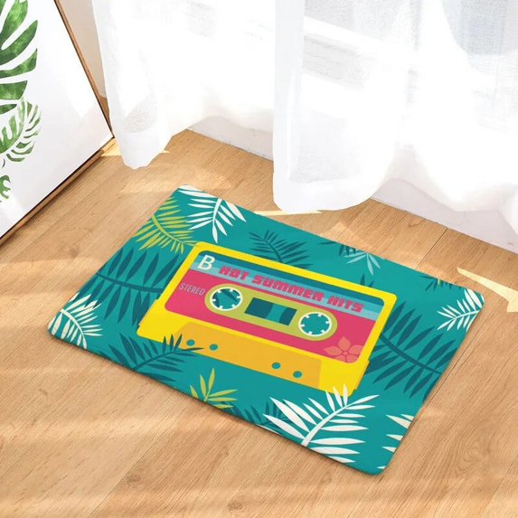 Vintage Magnetic Tape Door Mat Coral Fleece Floor Carpet Absorbent Entrance Doormat Anti-Slip Kitchen Carpets Bedroom Porch Rug