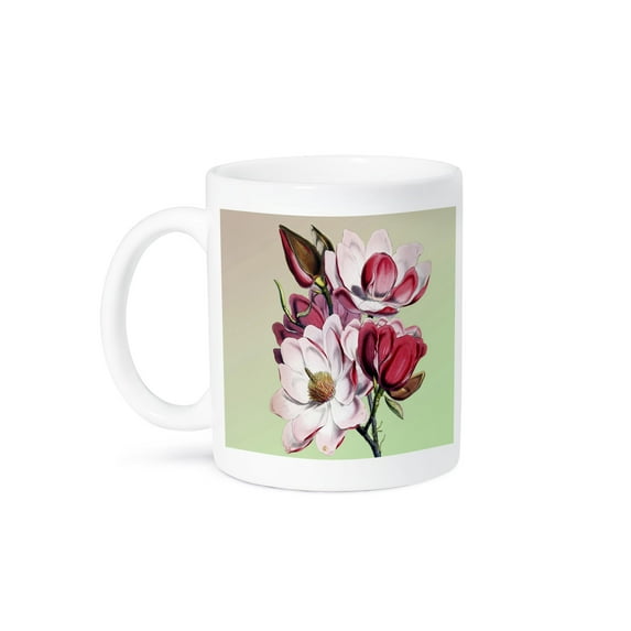 Vintage Magnolia Flowers- Floral Art, 15oz Mug