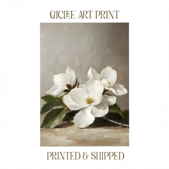 Vintage Magnolia Poster Cottagecore Wall Art Southern Home Decor Southern Living Wall Decor Southern Magnolia Flower Floral Decor, F038Z, 8x12 UNFRAMED