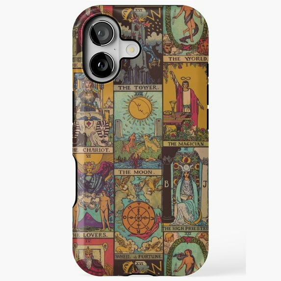Vintage Major Arcana Tarot Cards Compatible Phone Case for iPhone 11–17 Pro Max