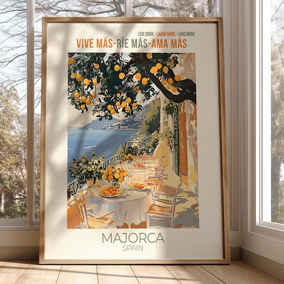 Vintage Majorca Mediterranean Travel Poster, Poster Only