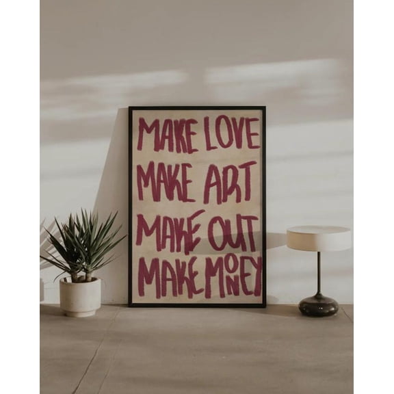 Vintage Make Out Make Love Make Money Wall Art - Poster For Living Room & Bedroom, Unframed Poster Size 8x12