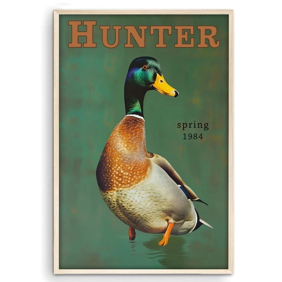 Vintage Mallard Duck Poster Retro Hunting Cabin Outdoors Nature Wall Decor Rustic Cottage Inspired Artwork