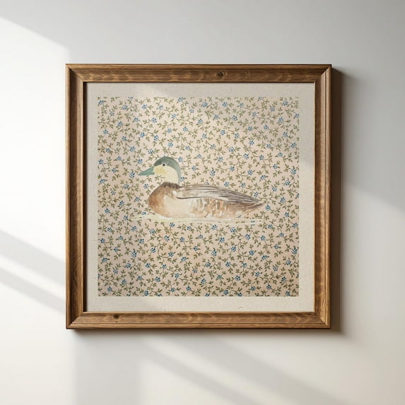 Vintage Mallard Duck Square Print, Instant Trendy Decor, Living Room Art, Nursery Decor Wall Art, Modern Wall Decor, 24x24 UNFRAMED