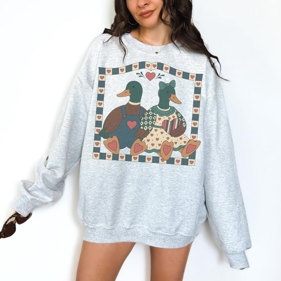 Vintage Mallard Ducks Sweatshirt, Retro 90s Duck Crewneck, Cute Grandmillennial Pullover, Cozy Cottage Animal Clothing