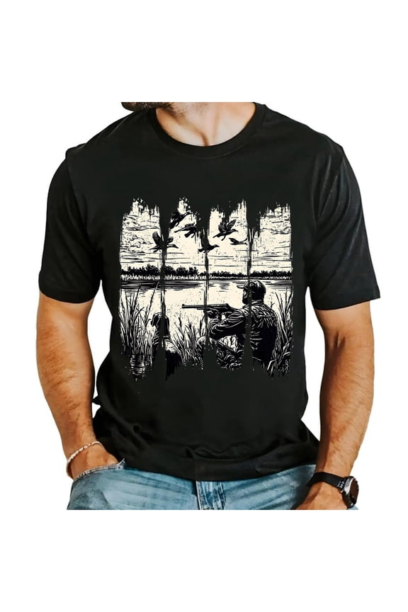 Vintage Mallard Hunting Dad T-Shirt – Retro Duck Hunter Tee, Camo Father Top, Outdoor Sportsman Shirt, Gift for Husband or Him