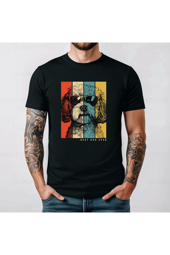 Vintage Maltipoo Dog For Mom Dad Kids Funny Pet Owner Lover Graphic Tee,for men & women up to 5XL