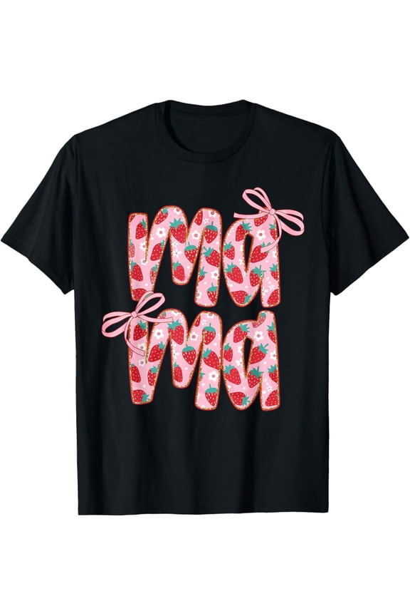 Vintage Mama Strawberry Coquette Bow Mommy Happy Mother'S Day Mom T-Shirt Size S-5Xl Best Birthday Gifts