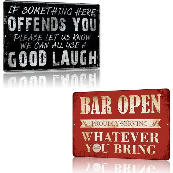 Vintage Man Cave Decor Funny Sarcasm Music Metal Tin Signs Garage Bar Patio Wall Decorations Gifts for Men Inches Outdoor & Indoor - My Neighbors Are Listening to Great Music