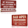 thumbnail image 1 of Vintage Man Cave Decor Funny Sarcasm Music Metal Tin Signs Garage Bar Patio Wall Decorations Gifts for Men Inches Outdoor & Indoor - My Neighbors Are Listening to Great Music, 1 of 1