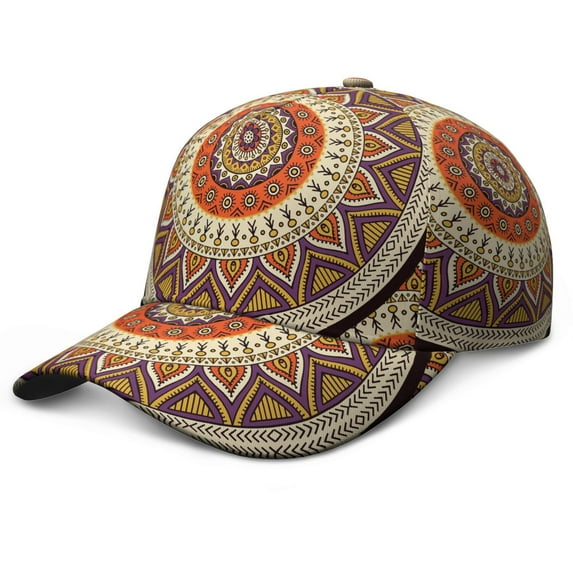 Vintage Mandala Baseball Cap – Boho Ethnic Dad Hat with Tribal Sacred Geometric Pattern, Abstract Spiritual Artistic Design