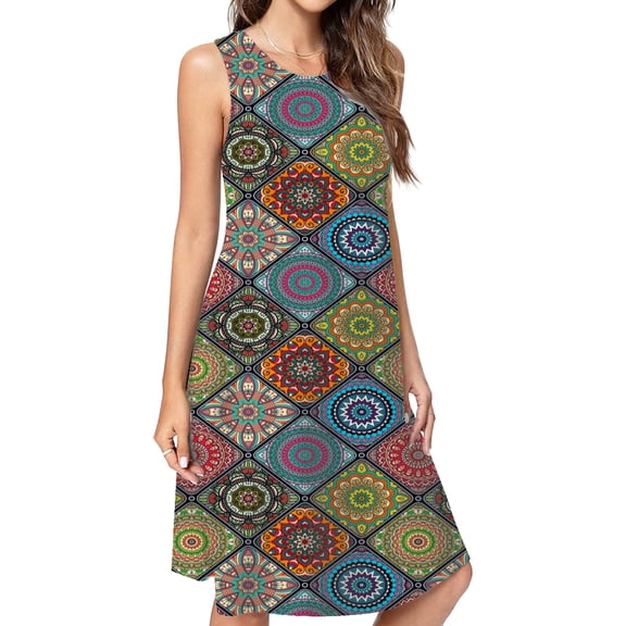 Vintage Mandala Elements Dress Loose Women'S Dress Beach Dresses With Pockets Dresses For Womens