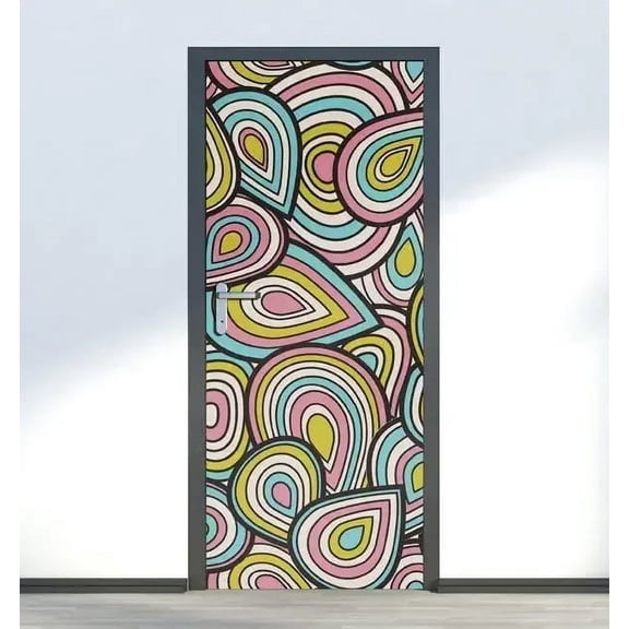 Vintage Mandala Flower Door Stickers Boho Floral Full Door Cover Wallpaper Decal Self-adhesive Mural