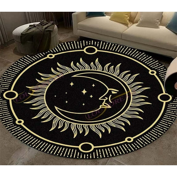 Vintage Mandala Round Soft Carpet Geometric Floral Area Rug for Livingroom Kitchen Dining Room Entryway Round Area Rug Yoga Mat